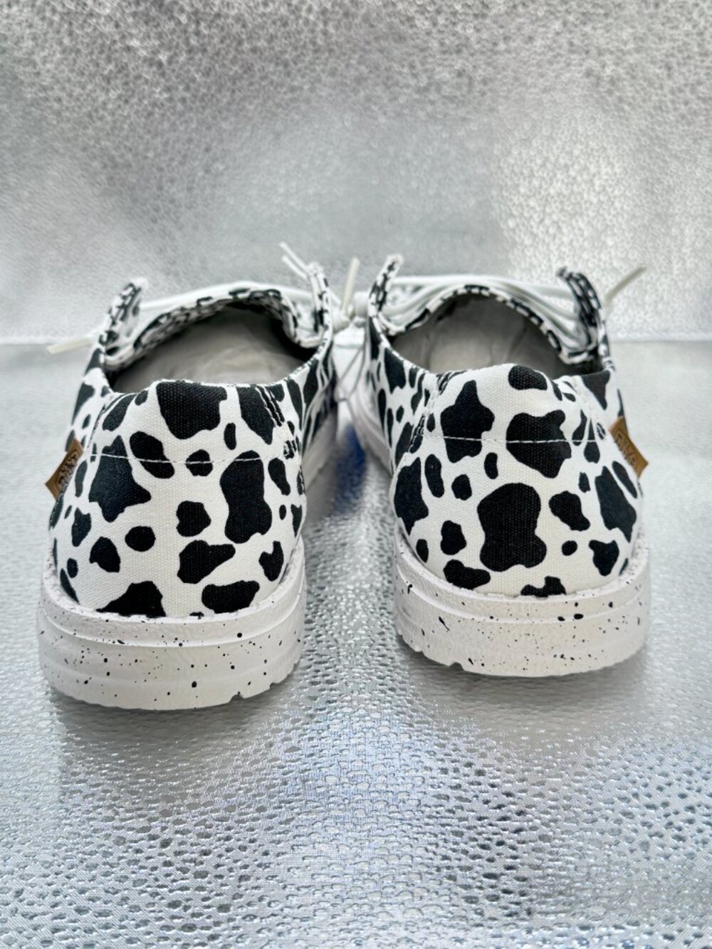 NWT Hey Dude Wendy 10 Milky Way Cow Print Black and White Slip On Shoes Loafers - Picture 13 of 16